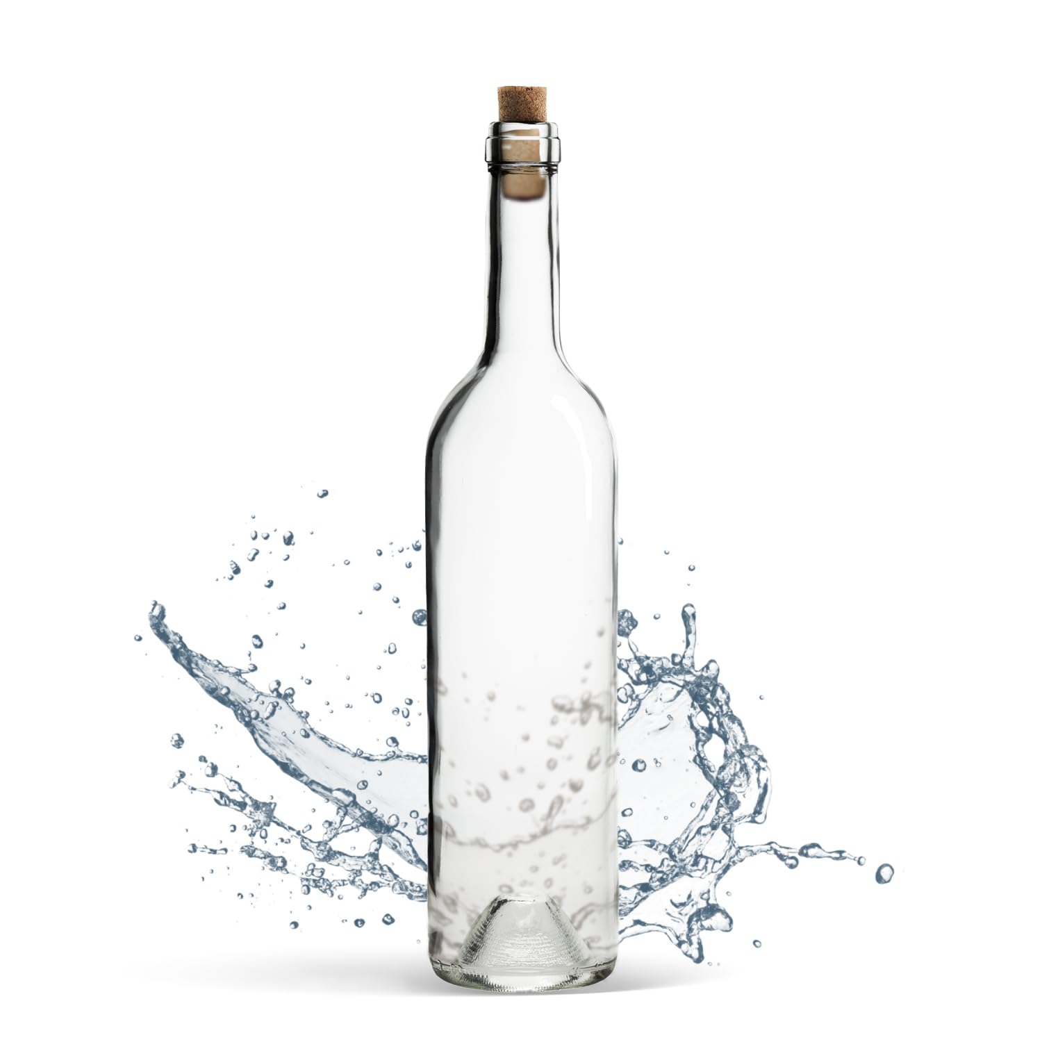 Bouteille 750ml Bordeaux 32 pièces avec bouchon - Bouteilles de vin vide pour brasserie à la maison - Boîte de rangement pour boissons - Décoration de service - En verre transparent