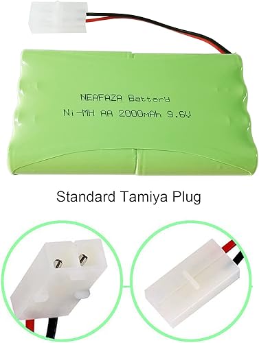 Miniatura 2 de NEAFAZA 9.6 V 2000 mAh NiMH RC Car Flat 8 Celdas AA Recargable Paquete de Batería Hobby con Conector Tamiya Estándar para Camión Monstruo RC, Tanque