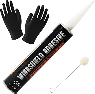 Urethane Windshield Adhesive 310ml, Automotive Polyurethane Sealant, Car Glass Chip & Crack Repair Kit with 1 Pair Gloves, Quick Curing, Weather Resistant, Black