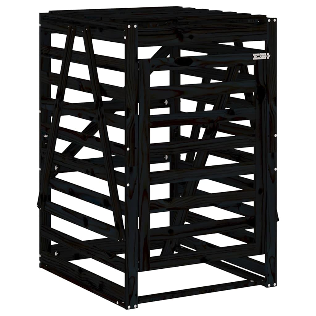 Cobertizo para Cubos de Basura Madera Pino Negro 84x90x128,5 cm,Casa y jardín,Productos del hogar,Accesorios para contenedores de residuos,Soportes para contenedores de residuos,23kg-825104