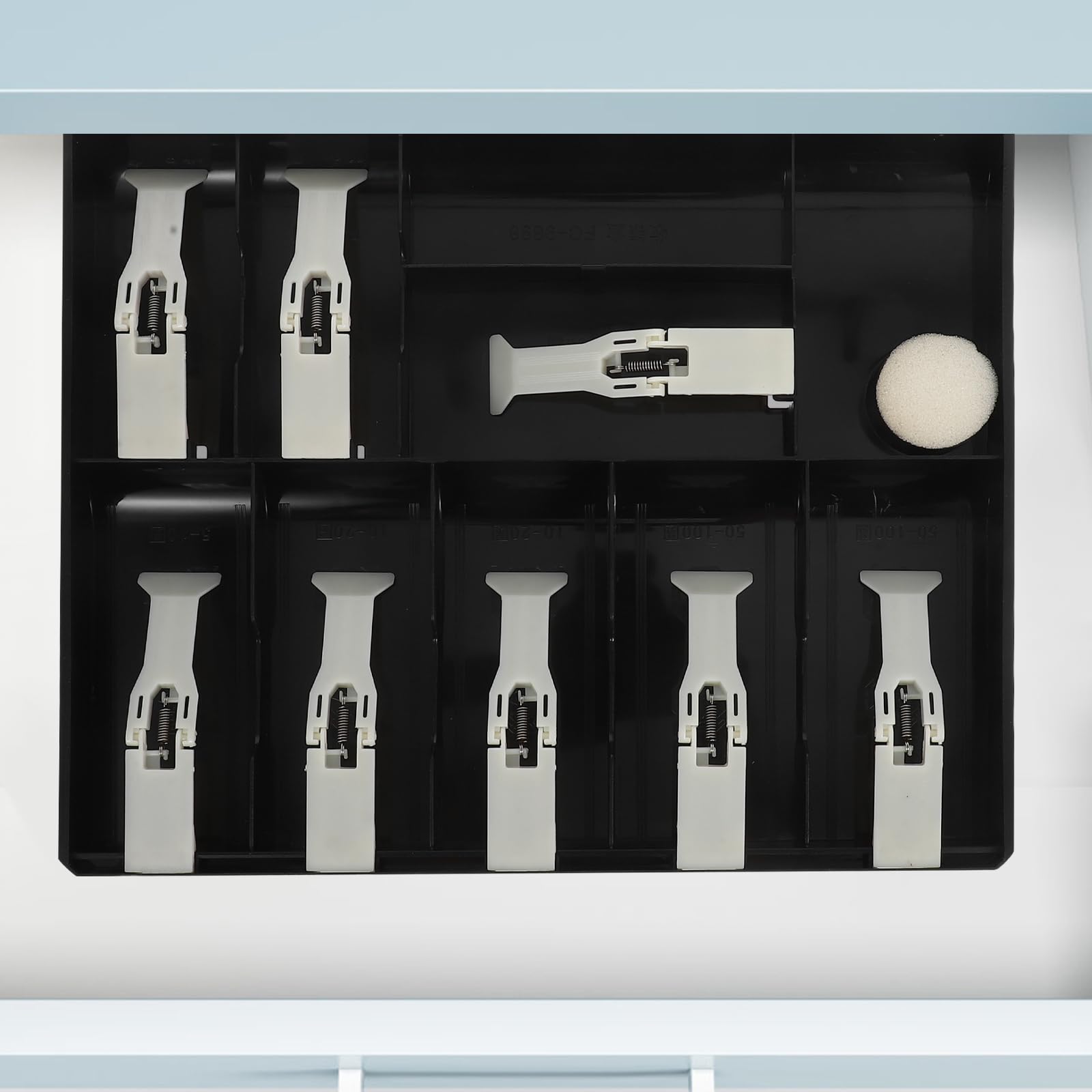 Vassoio portamonete multiscomparto con 9 scomparti, organizer per monete in plastica con clip per banconote, per uso in supermercati e negozi al dettaglio