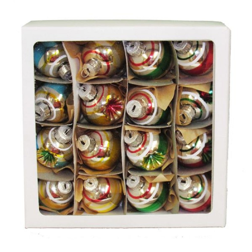 Kurt S. Adler, Inc. YAMGG0924 Kurt Adler 30mm Solid & Reflector Glass Ball Ornament Set of 16 Ornament Set