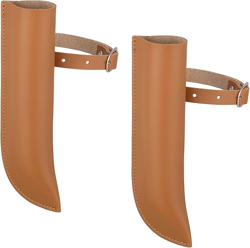Woanger 2 Pcs Flag Carrier with Stirrup Flag Boot for Horse Artificial Leather Saddles Holder Accessories for Horse Training, 7 x 2.2 Inch, Brown