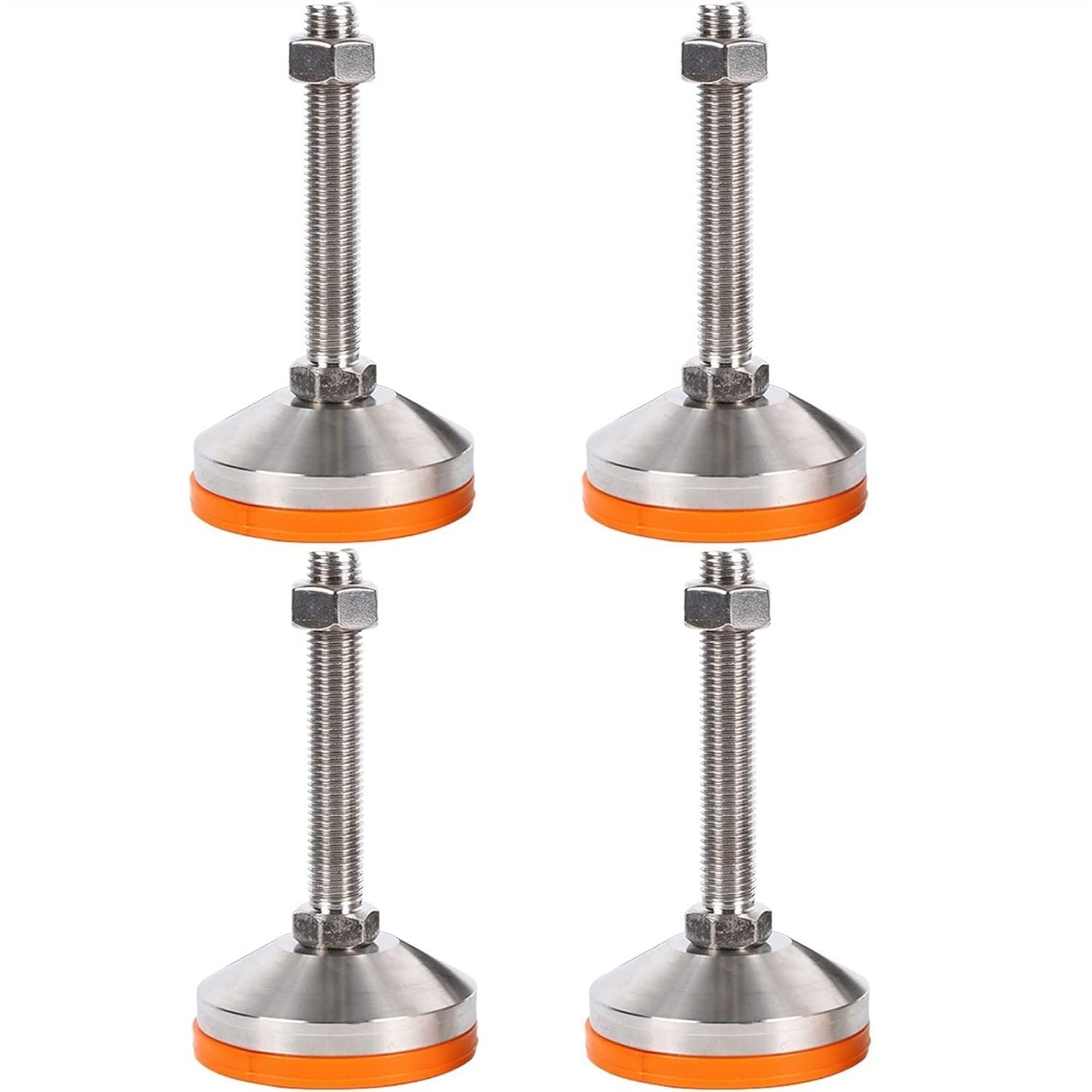 304 Stainless Steel Feet Cup Anti-Slip Furniture Adjusting Feet Heavy Duty Fixed Screw Support Feet Suitable for Furniture, Cabinets, Sofas. 4PCS(D60xM10x50)