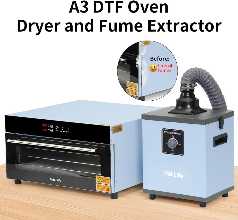PYD Life A3 DTF Printer Bundle with DTF Curing Oven, Fume Extractor, DTF Film and DTF Powder