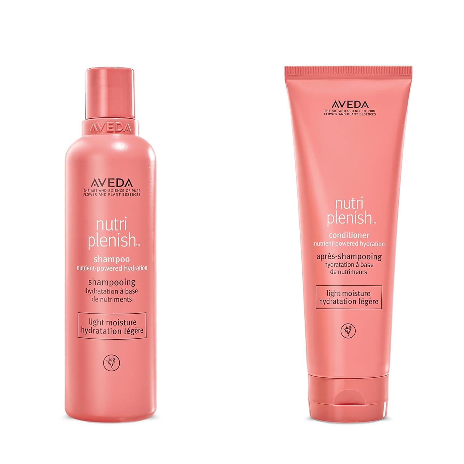 Aveda Nutriplenish Routine: Shampoing (250ml) + Après-shampooing (250ml) - Hydratation Légère - Huile de Grenade Bio, Huile De Coco, Beurre De Mangue - Cheveux Secs -