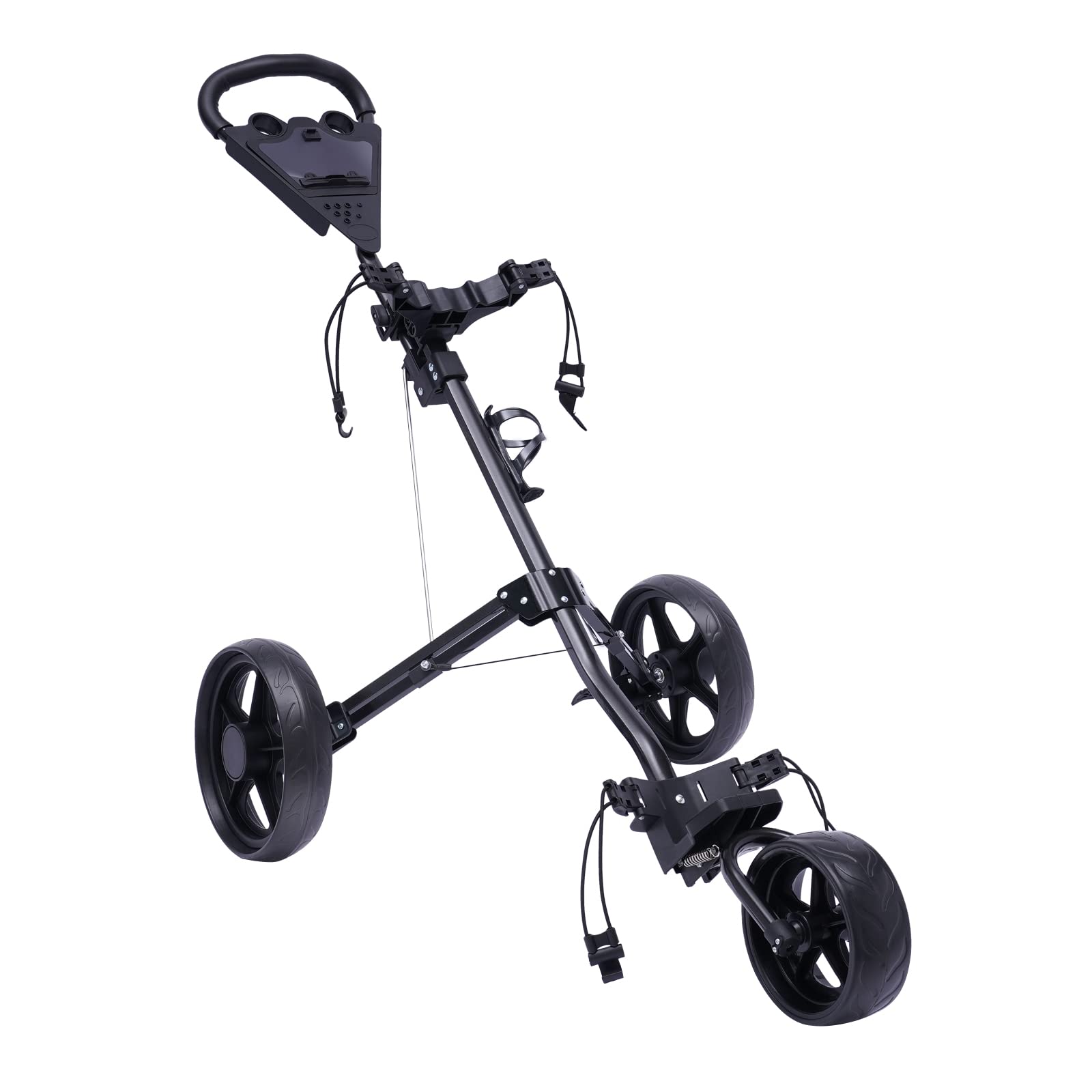 XUFOPLY Golf Cart, Foldable Golf Push Cart 3 Wheel Golf Push Carts with Foot Brake and Clicker Scorer for Golf Bags of Different Sizes