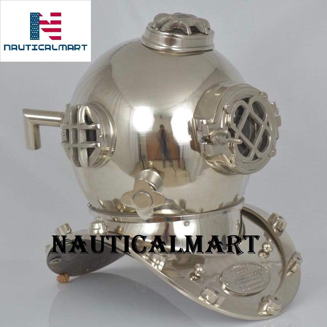 Antique Divers Helmet for Home Decor Chrome Finish for Nautical Lovers
