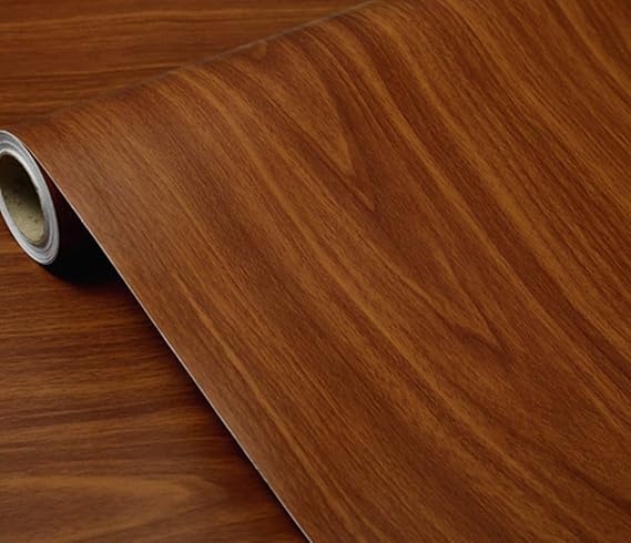 Elm Brown Wood Grain Adhesive Paper Vinyl Film Peel Stick Wallpaper Countertop Vinyl Dresser Drawer Shelf Liners Stickers,15.8inch by 79inch