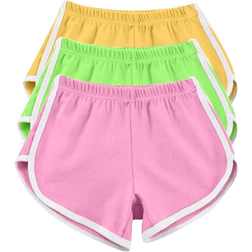 3 Packs Women's Shorts Summer Elastic Waisted Running Gym Shorts Teen Girls Multipack Comfortable Yoga Shorts