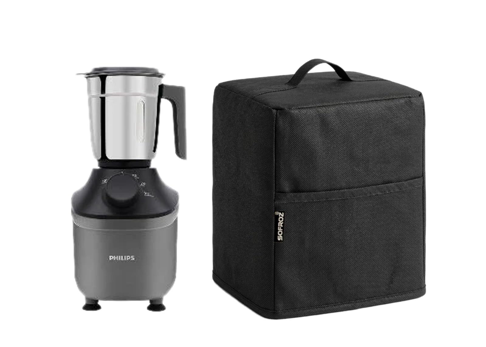 Mixer Grinder Cover Free Size | Waterproof Dustproof Polyester Appliance Cover | Fits Most Mixers Up to 21 x 21 x 34 cm | With Front Storage Pocket & Easy Carry Handle (Black)-picture-29