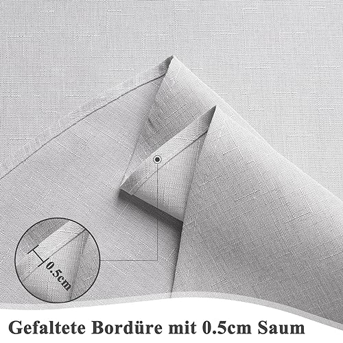 AooHome Tischdecke Abwaschbar, Hellgrau Tischdecken 135x180cm Leinen-Optik Tischtuch aus Polyester Wasserabweisend mit Lotuseffekt, Dauerhaft Kratzfest für Wohnzimmer, Esszimmer, Balkon, Garten