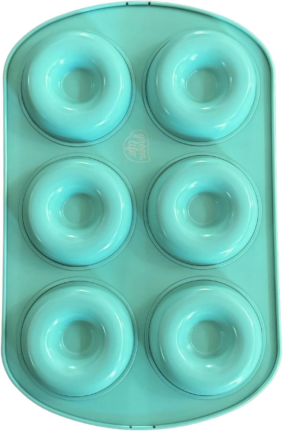 Donut/Bagel Baking Pan, 6-Cavity Non-Stick Molds, Turquoise and White (3)