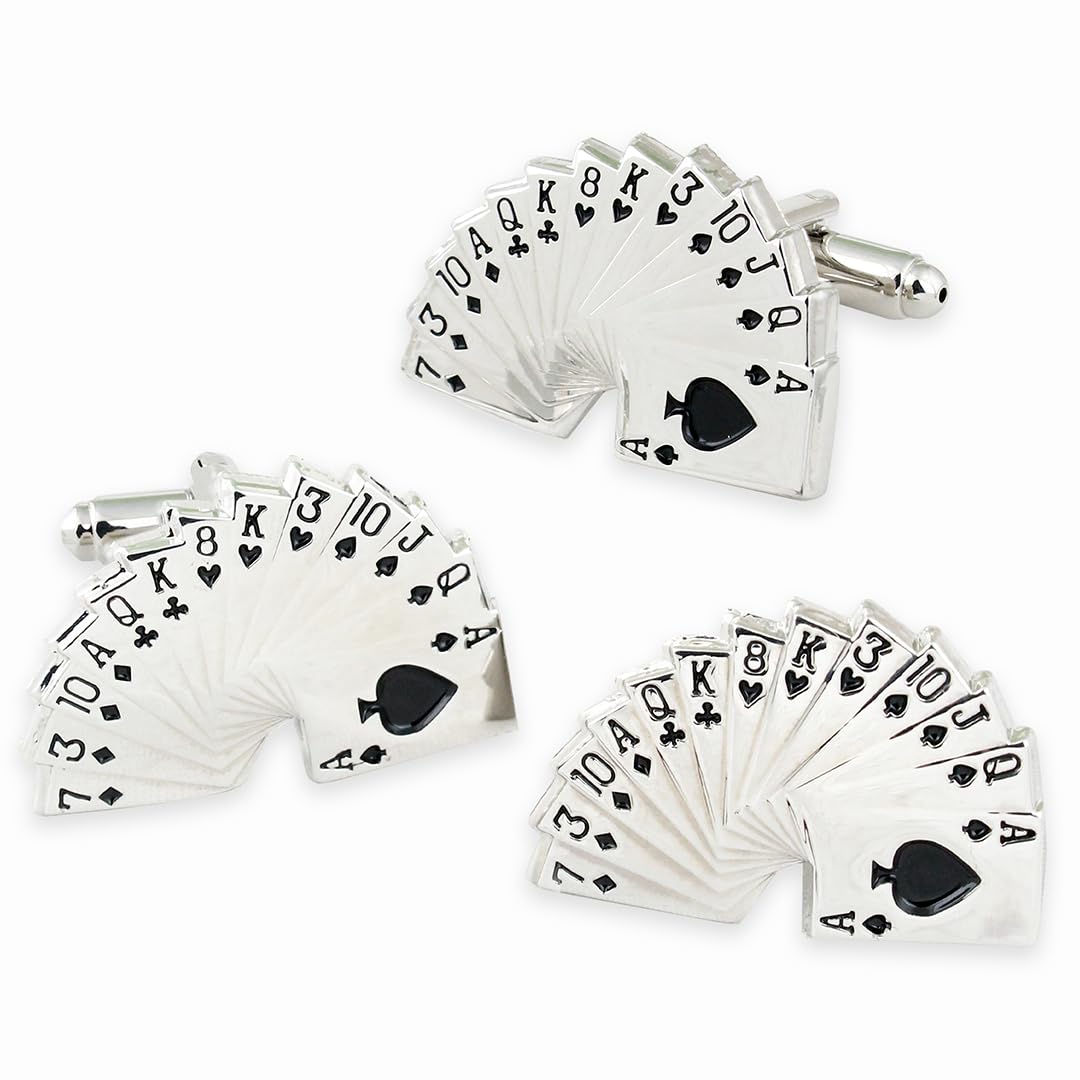 Game of Cards Silver Rhodium Plated Brooch Set for Men-image-42