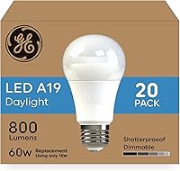Vista 1 de GE Bombillas LED, 60 vatios, luz diurna, A19 (paquete de 20)