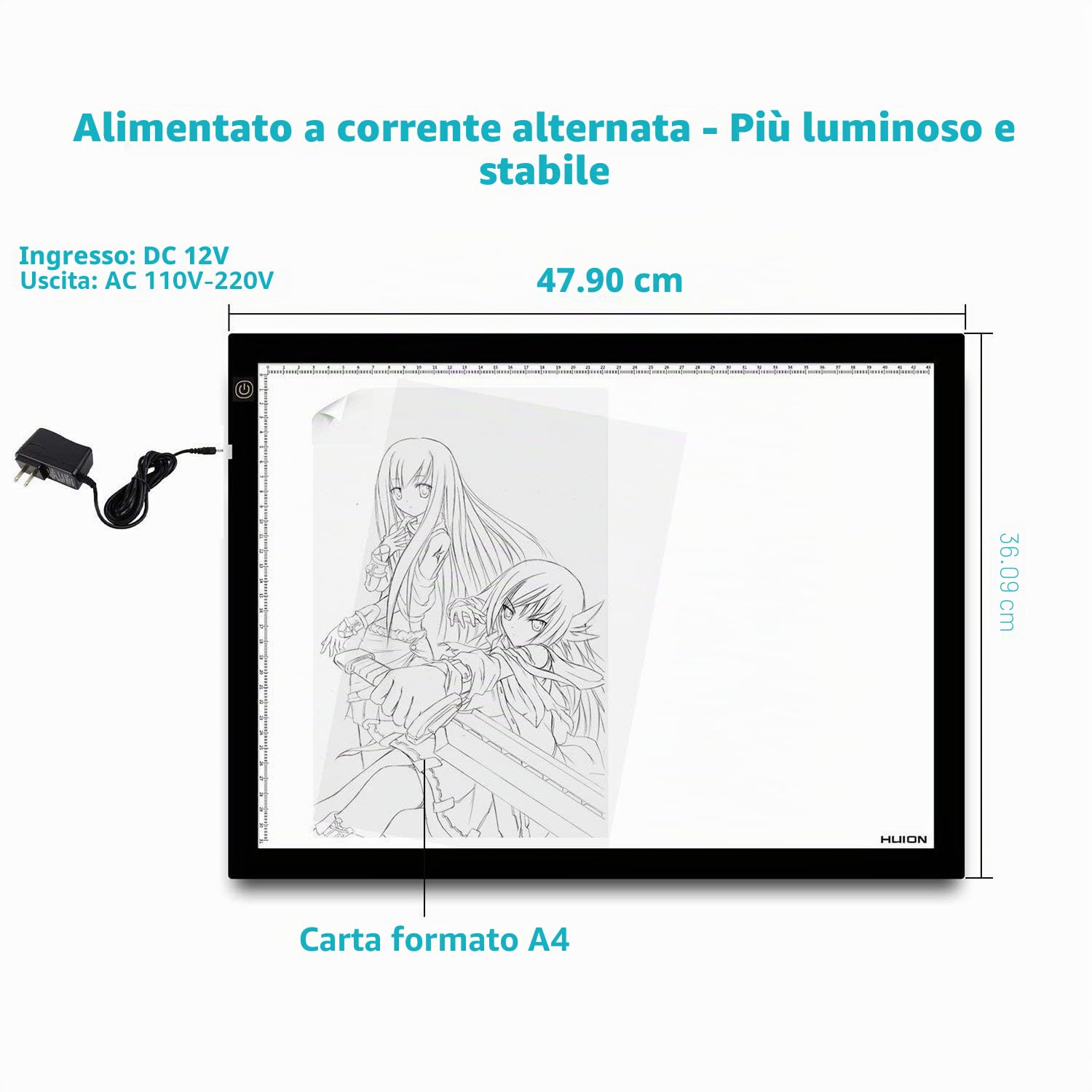 HUION Tavoletta Grafica A3 Scatola Luminosa a Binario a LED Super Luminoso con Funzione di Luminosità Regolabile Scatola Luminosa per Artigianato Tracciamento Animazione Disegno Schizzo Calligrafia