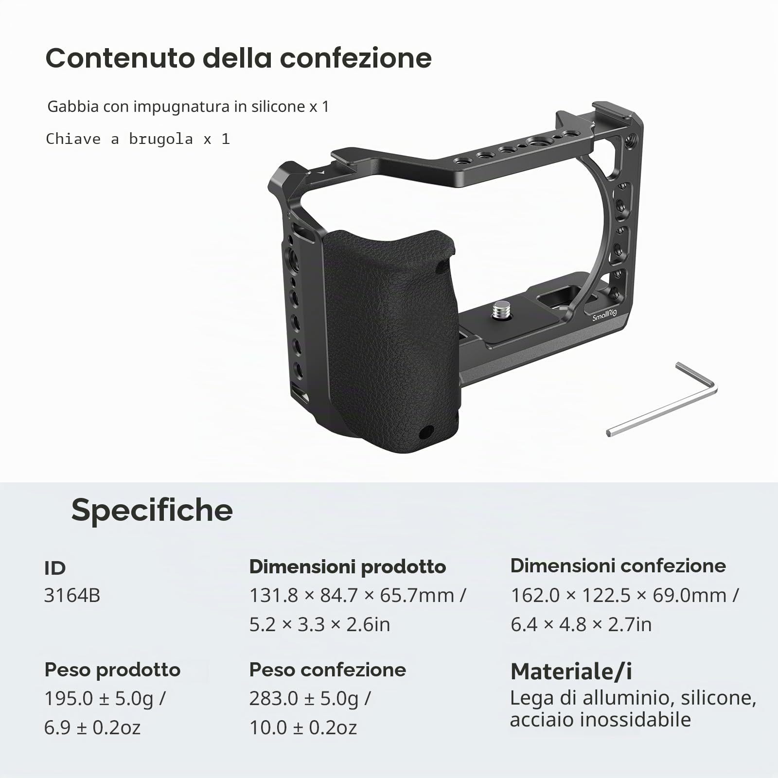 SMALLRIG Cage con Impugnatura in Silicone per Sony A6100 / A6300 / A6400-3164B