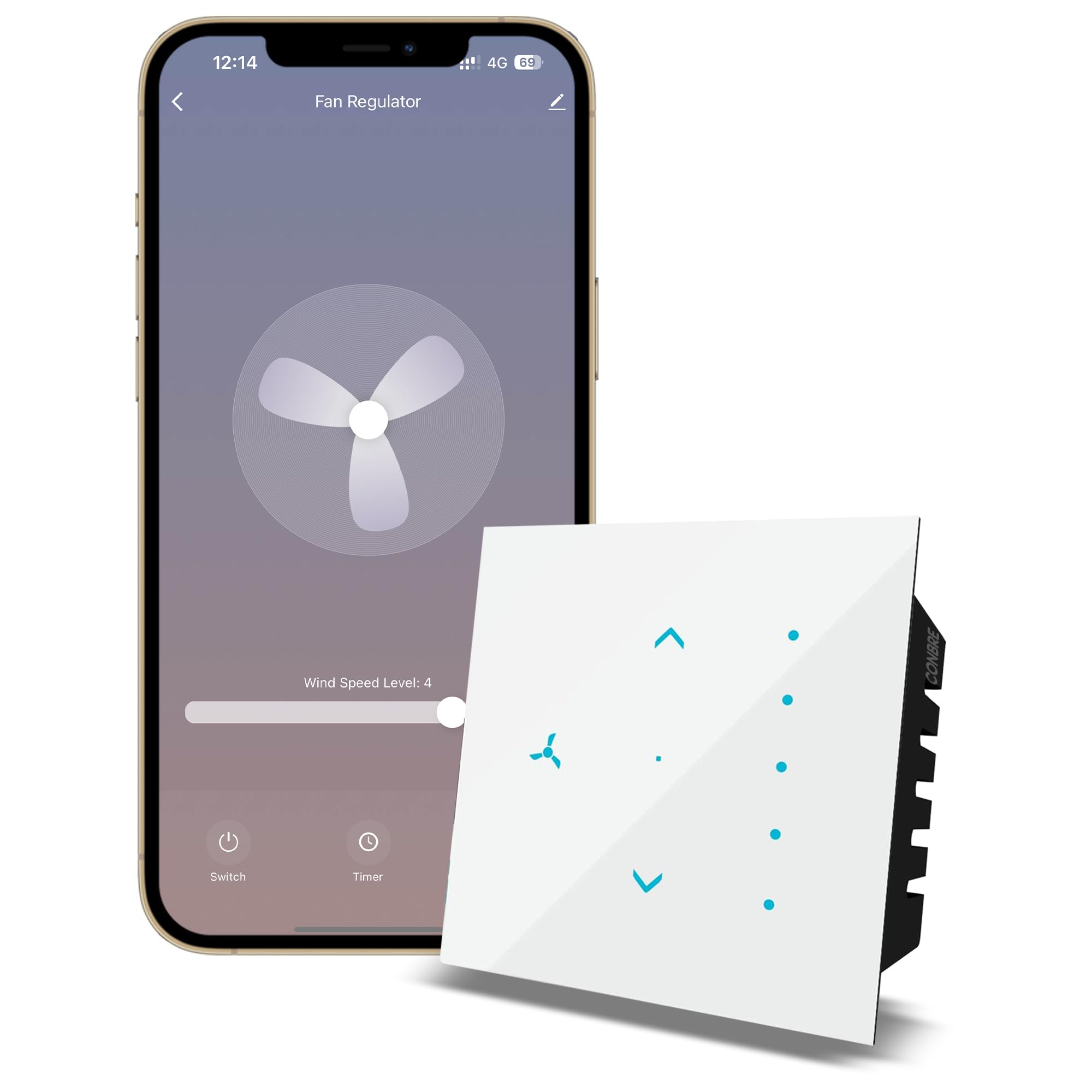 Conbre SF1 Wi-Fi based Smart Fan Touch Switch for automation, remote and 5 speed control | Compatible with Alexa, Google Assistant & Siri (White) (B0D4MGPYH4) Amazon Price History, Amazon Price Tracker