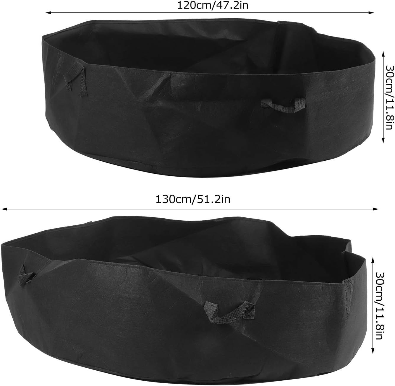 MINGZHE Round Planting Bag with Handle,Garden Balcony Greenhouse Accessory,Garden Bed Vegetable Seedling Cultivation Bag for Home,Pot for Plants(Black (with Handle))