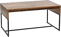 Vista 9 de Household Essentials Mesa de centro rectangular envolvente madera de fresno de grano rústico y metal negro