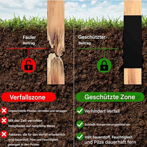 Protector de postes de madera impermeable y duradero para patio y césped 7