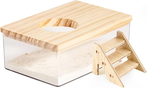 Hamster Sand Bath Box Container, Hamster Bath Sand Gerbil Sand Bath Hamster Dust Bath, Hamster Litter Box Chinchilla Dust Bath Hamster Accessories Small Rectangle