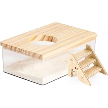 Hamster Sand Bath Box Container, Hamster Bath Sand Gerbil Sand Bath Hamster Dust Bath, Hamster Litter Box Chinchilla Dust Bath Hamster Accessories Small Rectangle