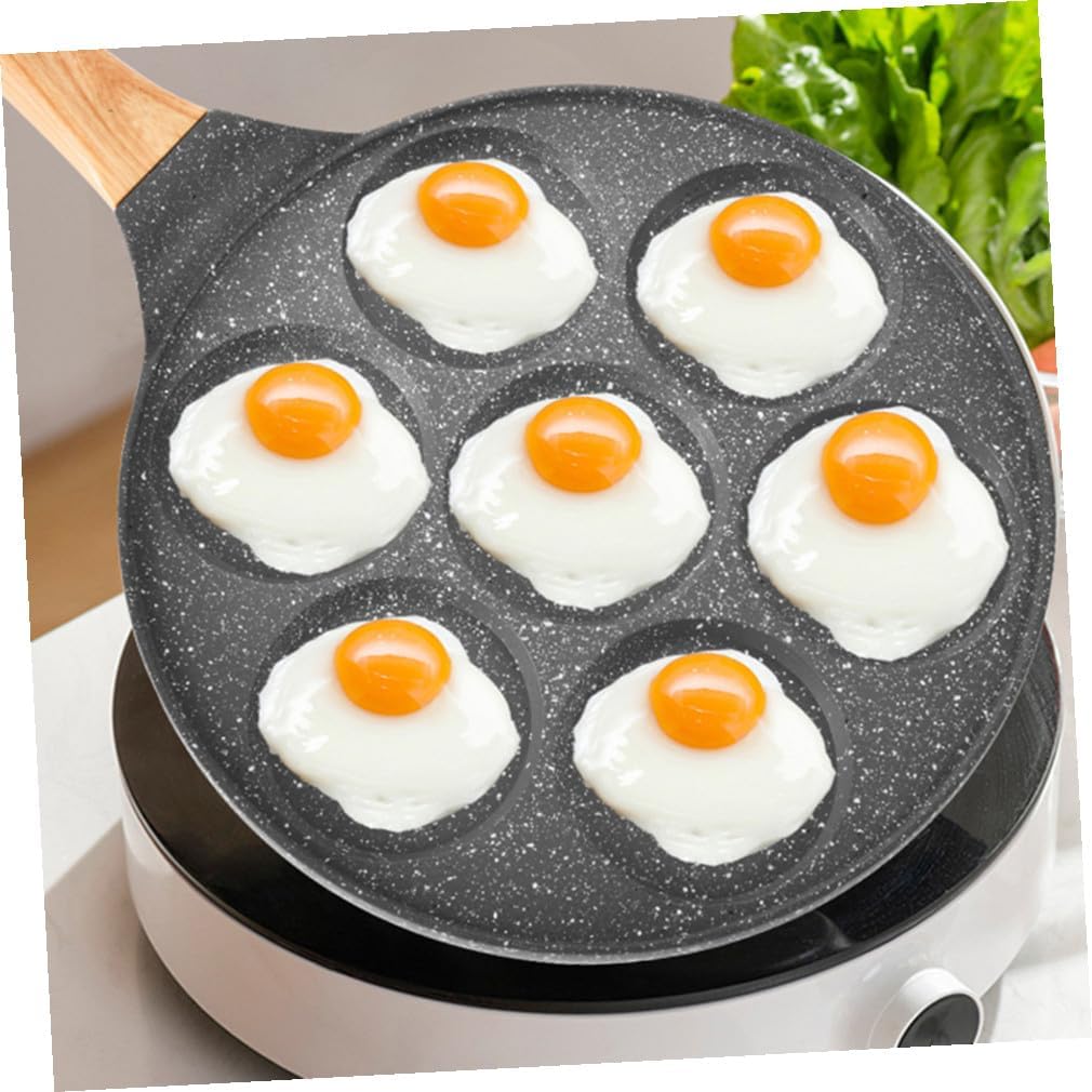 Outdoor Nonstick Seven Hole Pancake Frying Pan for Eggs Stone Material Skillet with Uniform Heating High Temperature Coating Easy to Clean for Home Cooking and Camping