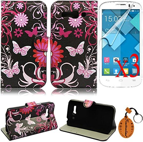 5in1 7#Colorful Pattern Series PU Leather Wallet Diamond Case Back Cover For Alcatel One Touch Pop C9 Protective Skin Shell Pouch With Credit Card Slots+3Screen protectors