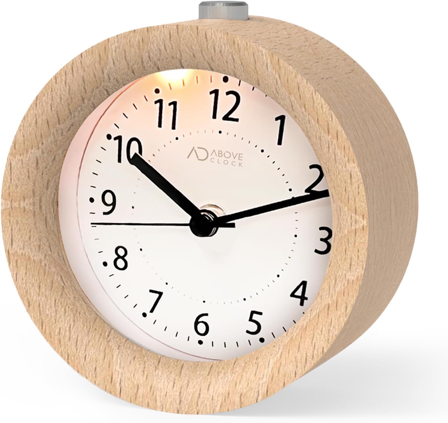 Alarm Clock Bedside, No Ticking Bedside Clock with Snooze and Night Light Function, Analogue Clock Battery Powered for Bedroom, Home, Kitchen, Travel, Natural Wood