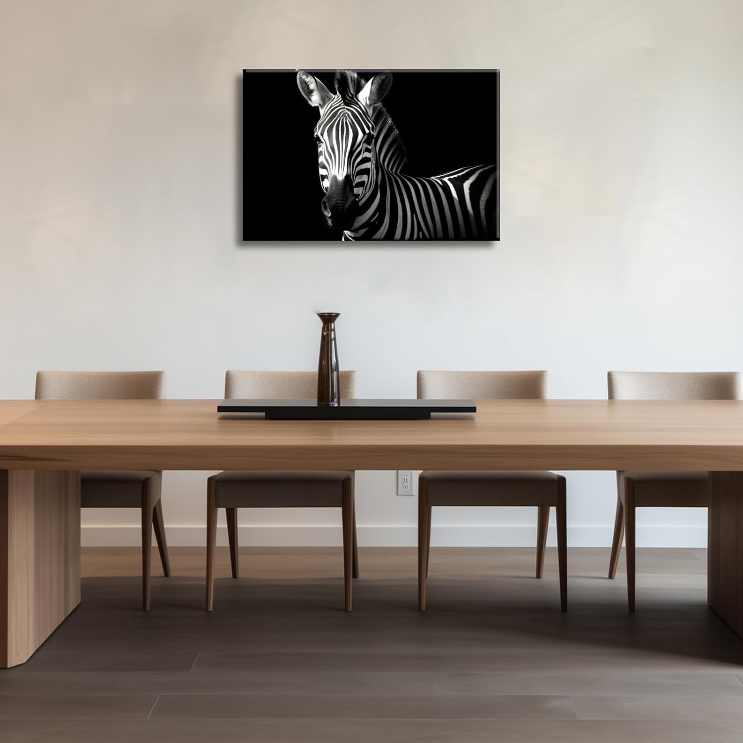 Zebra Canvas Wall Art Black White Wildlife Portrait Painting Safari Framed Decor for Living Room Bedroom Office Ready To Hang(Artwork-1,12"x18")