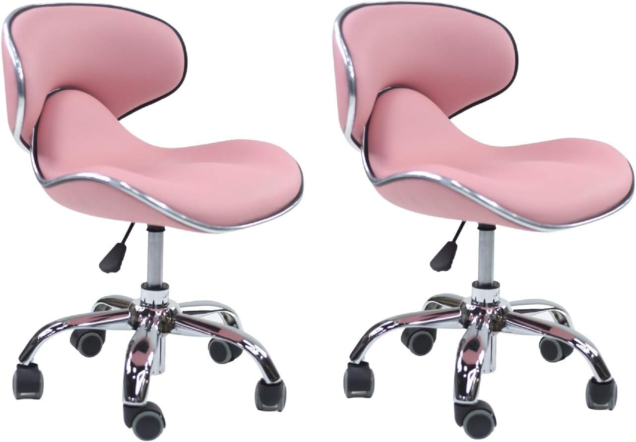 MAYAKOBA SET OF 2 Nail Salon Pedicure Stool UMI Pedicure Chair Short Adjustable Comfort Pneumatic Pump Salon Furniture & Equipment PINK