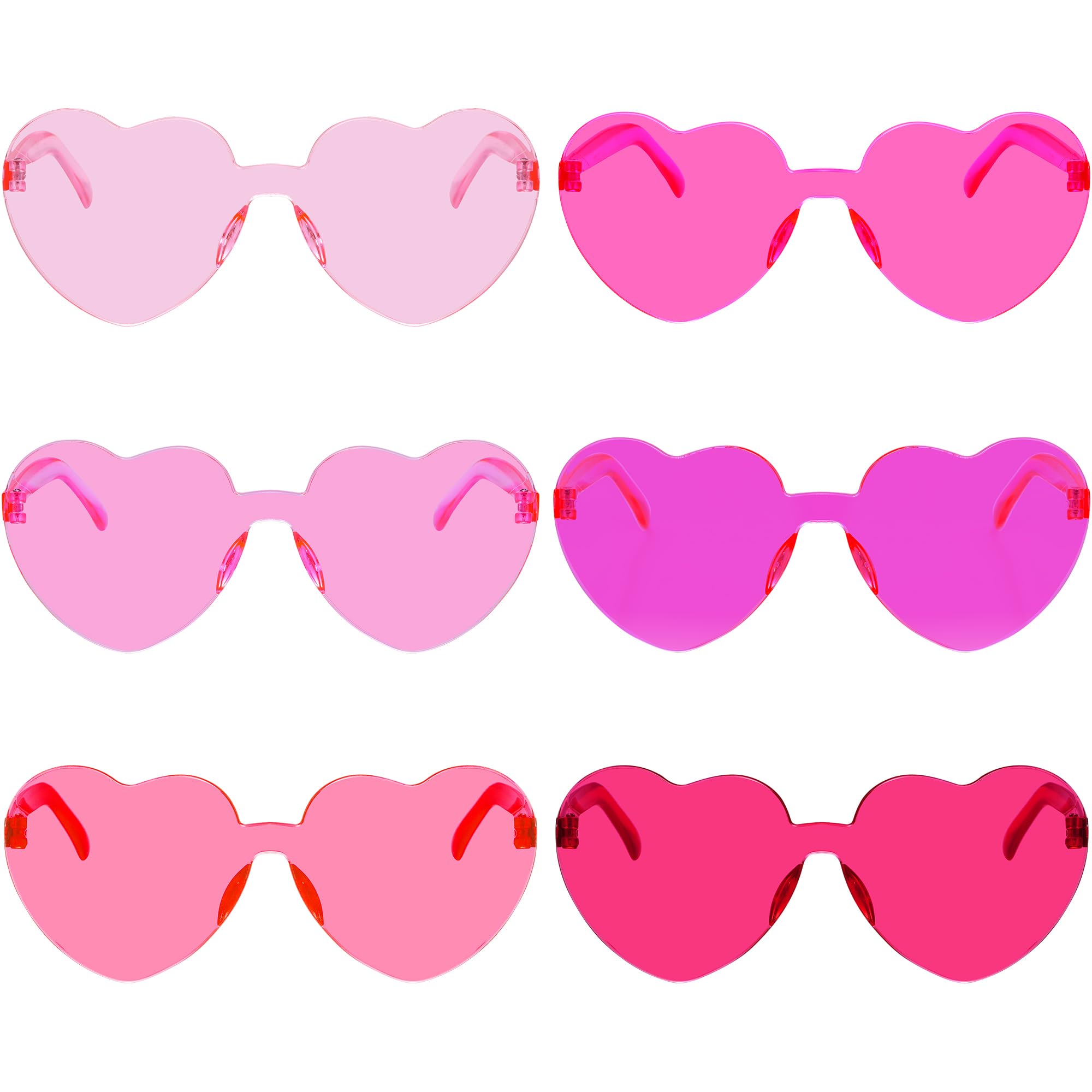 FengekFengek 6 Pcs Heart Shape Sunglasses Frameless Transparent Glasses Party Favors for Women, Multicolor 4
