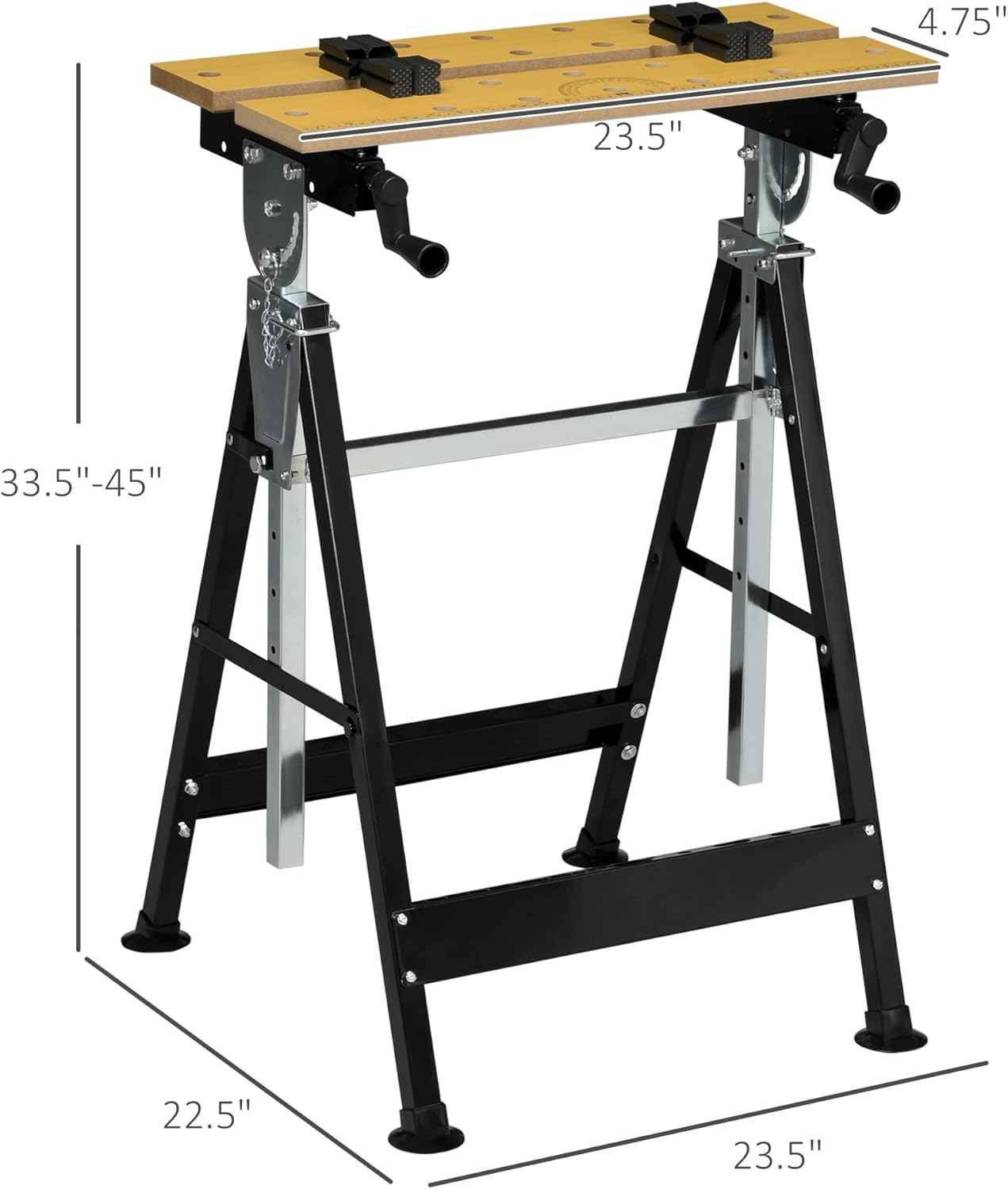 Work bench features: ruler, protractor, pegs, tool rack, anti-slip feet