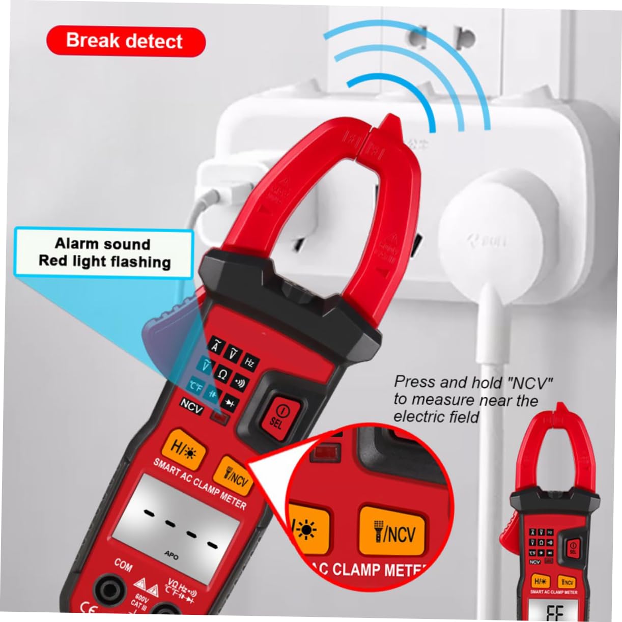NUOBESTY Professional Digital Clamp Multimeter MYS Auto Detect Voltage Tester Electrical Ammeter for Ac Dc Measurement with Design and Carrying Pouch