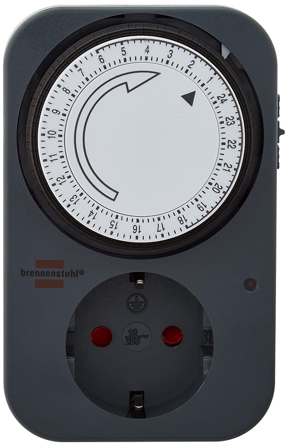 Brennenstuhl Zeitschaltuhr MZ 20, mechanische Timer-Steckdose (Tages-Zeitschaltuhr mit erh?htem Ber?hrungsschutz) grau (10)