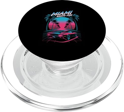 Miami Nights 1986 Retro Synthwave Sunset PopSockets PopGrip for MagSafe