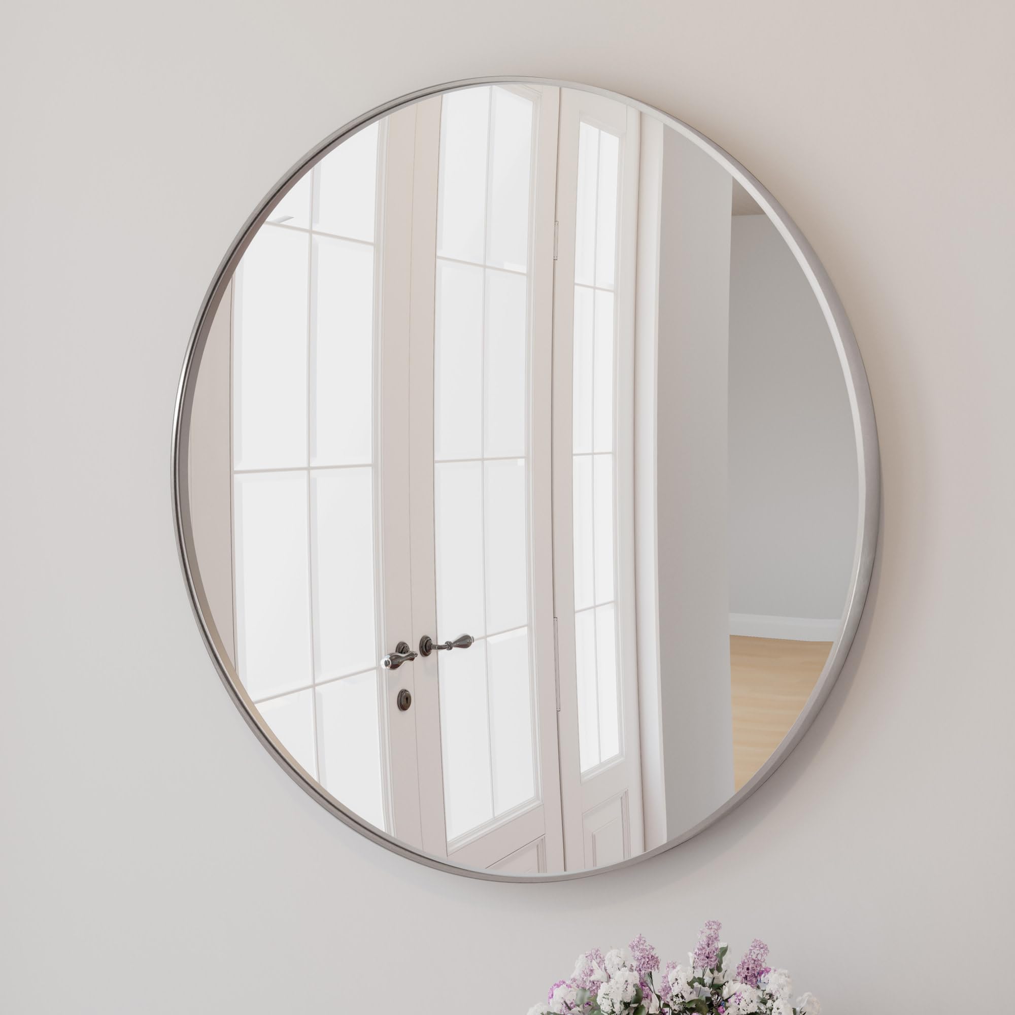 View 1 of Design House Kenna Round Wall Accent Mirror – 36-Inch, Modern Metal Framed