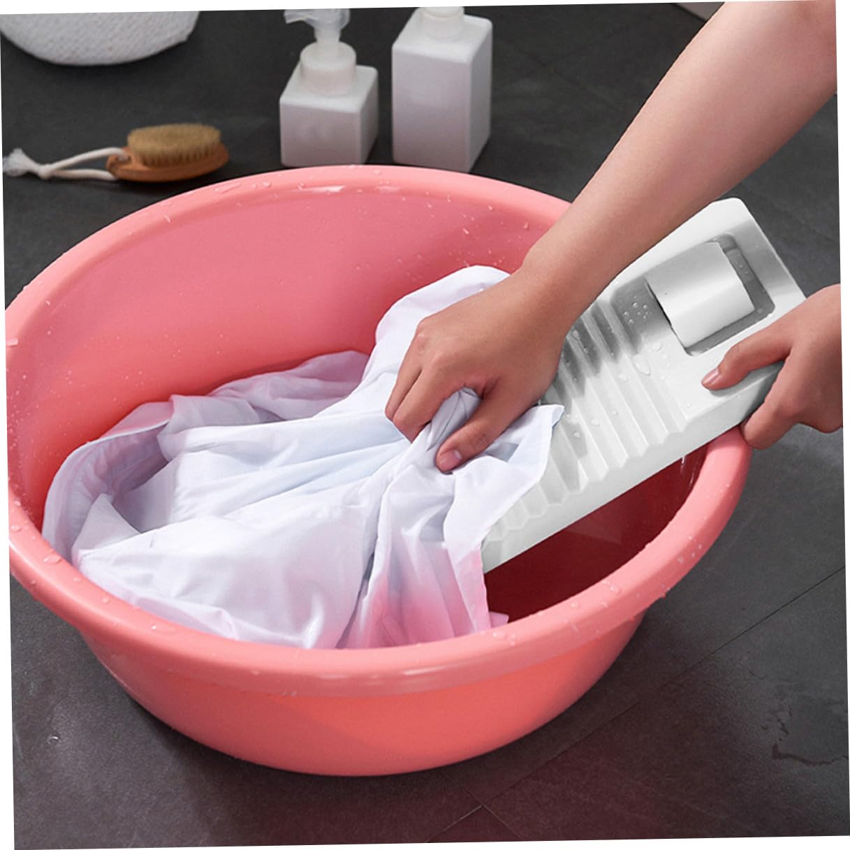 GARVALON Kunststoff Waschbrett für Wäsche zum Reinigen von Babybekleidung und Schals Robust mit Starker Reibungsstruktur für Camping und Reisen Weißes Abs Material