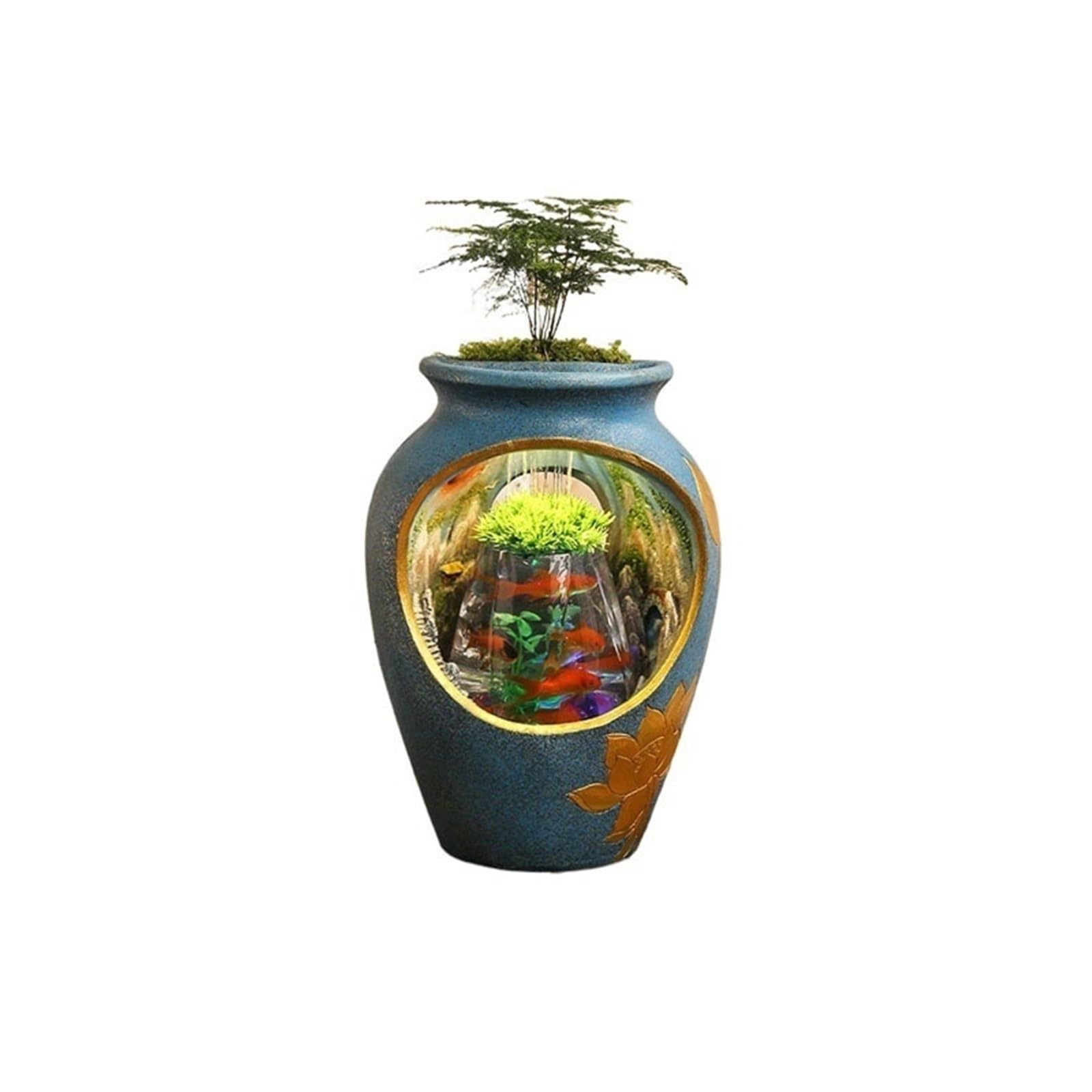 Water Feature Tabletop Fountain, desktop Fish Tank Relaxing Ambiance for Home and Office Decor Indoor Fountains