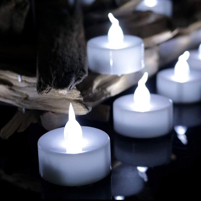 SHINE 12 x NEW FLAMELESS FLICKERING LED TEA LIGHT CANDLE BATTERY OPERATED TEALIGHTS[WHITE]