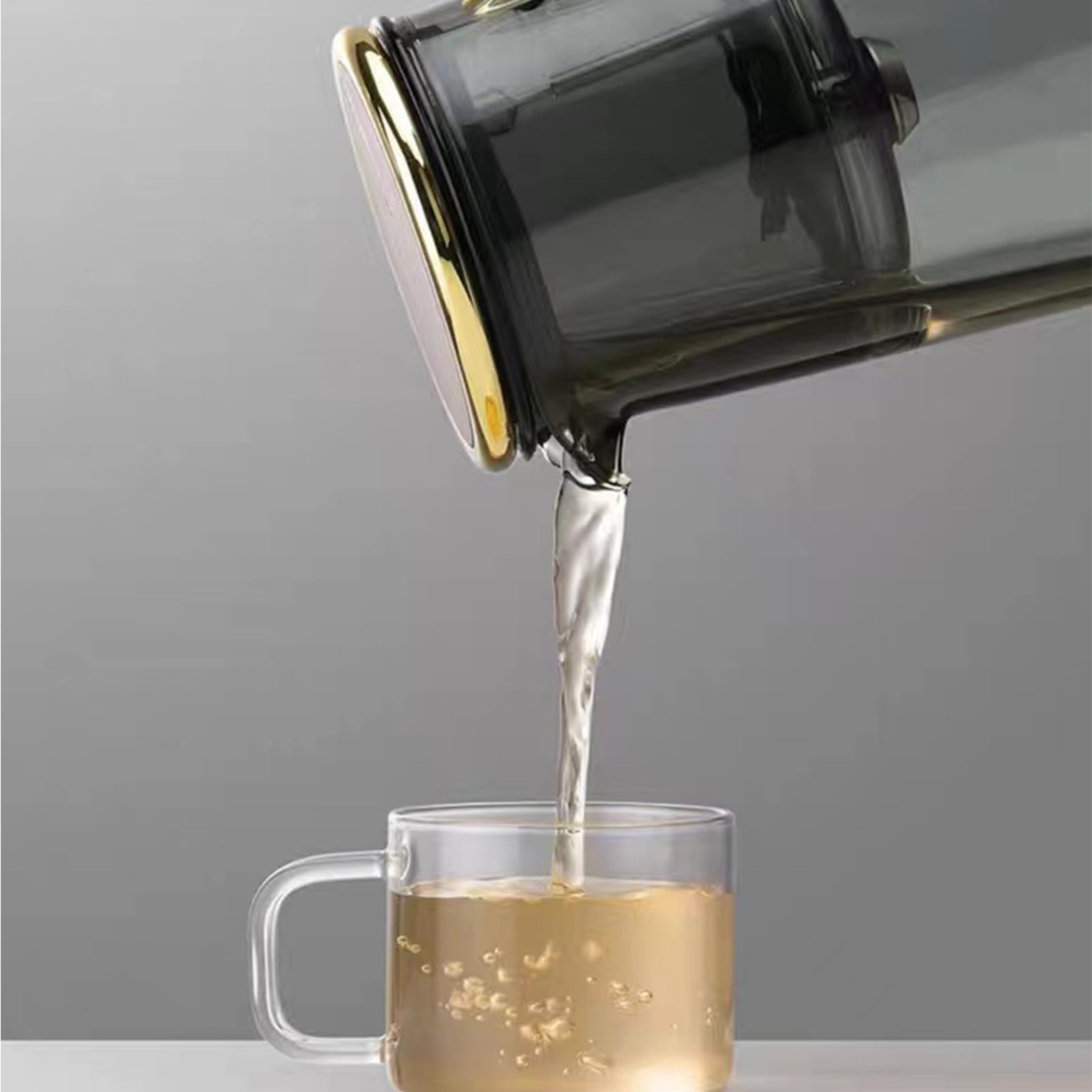 mit Siebeinsätzen für losen Tee Brüher Klarer Glaskessel Filterbecher Set | Magnetisch Durchsichtige Kanne für Blühtee, losen Tee, grünen, schwarzen, Oolong, heißen und kalten Tee, BPA-frei