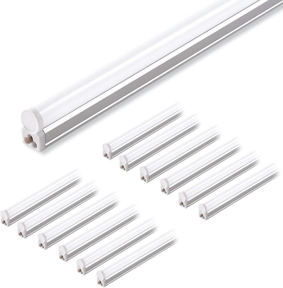Barrina (12 Pack) LED T5 Integrated Single Light, 4FT, 2200LM, 6500K, 20W, Multipurpose Shop Lighting, Ceiling & Under Cabinet Lighting