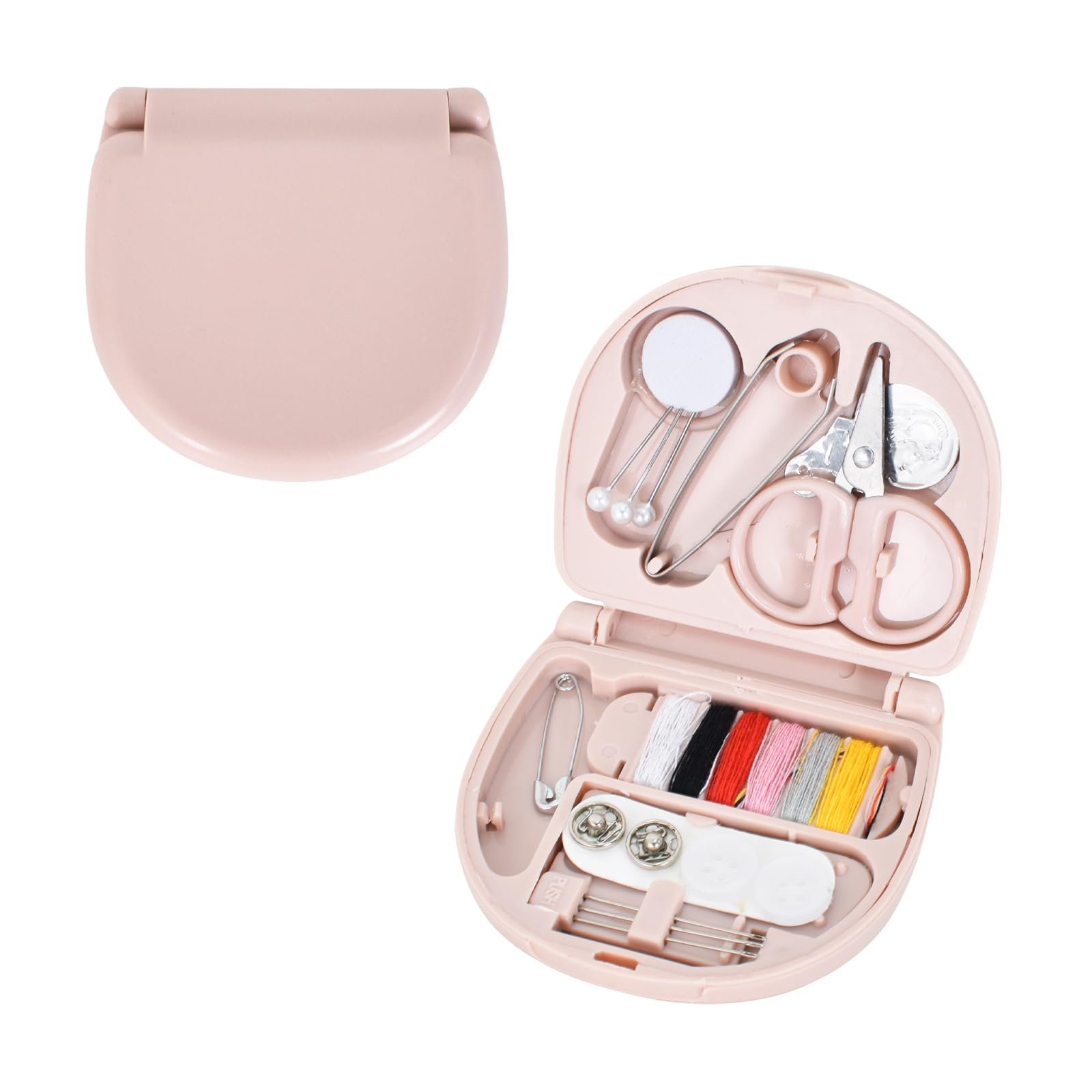 Kit da cucito carino rosa da viaggio kit da cucito comodo piccolo portatile kit da cucito scatola fai da te forniture da cucito mini kit da cucito per principianti viaggiatore