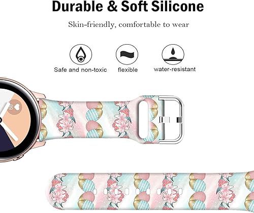 Miniatura 2 de DOO UC Correa de silicona floral de Navidad de 0.787 pulgadas compatible con Samsung Watch Active 2 de 1.575 pulgadas, 1.654 pulgadas, correa de
