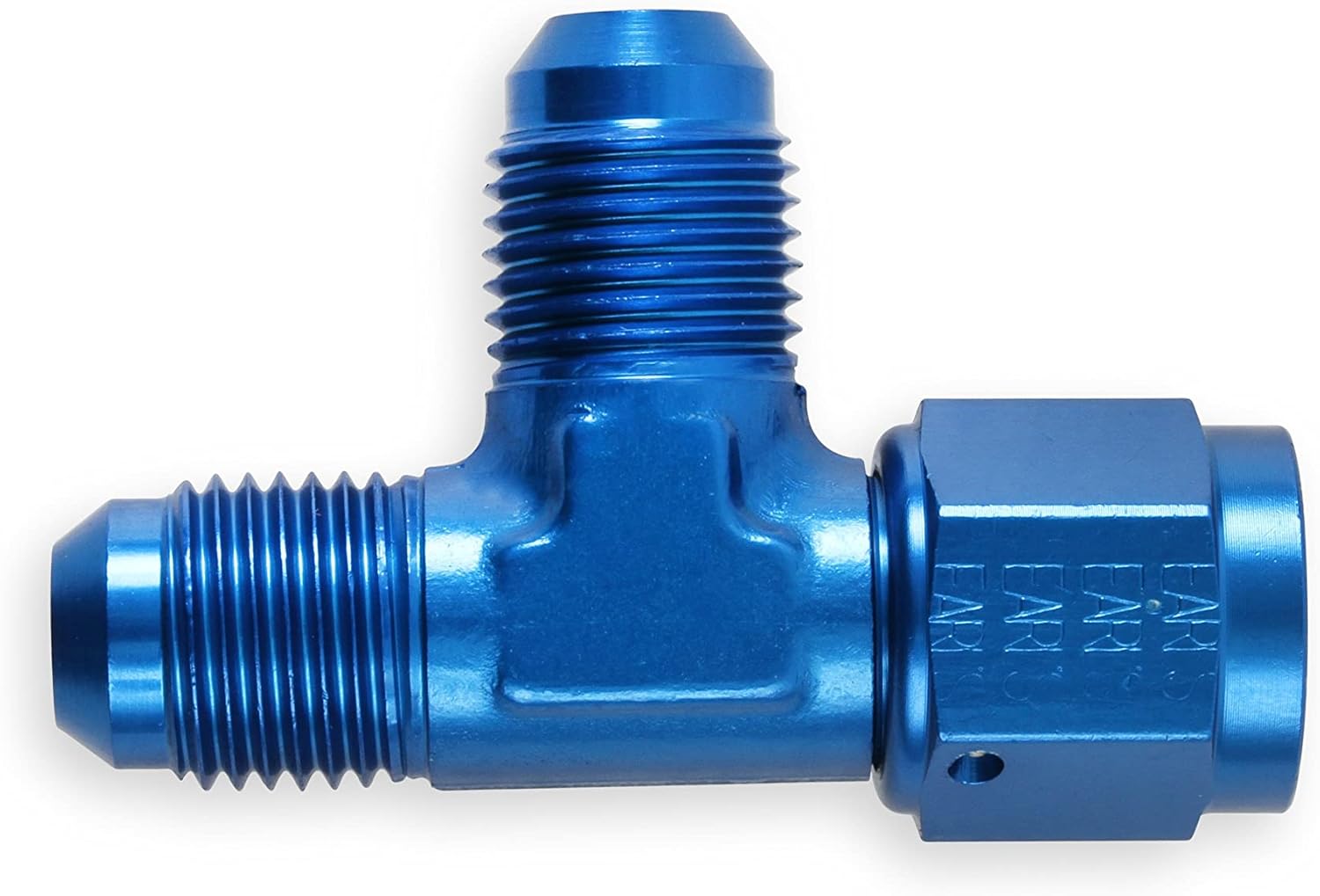 Earl's 926106 Blue Anodized Aluminum -6AN Tee - Female Swivel On Run Adapter