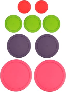Replacement Lids for Pyrex Glass Food Storage Containers Round 2 7202-PC 1 Cup Red 3 7200-PC 2 Cup Green 2 7201-PC 4 Cup Purple 2 7402-PC 6/7 Cup Fuchsia