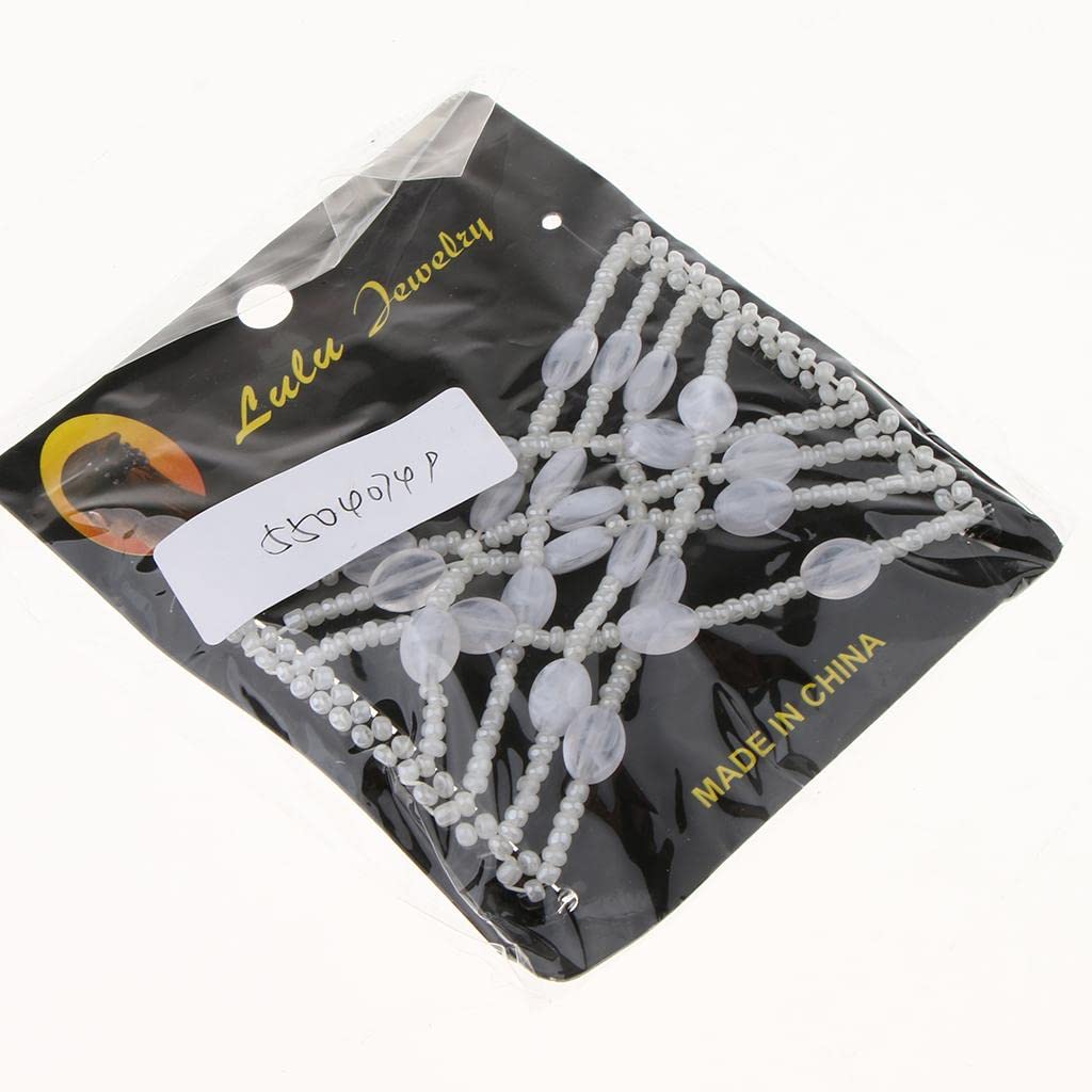 CALANDIS Women Girls Double Hair Comb Stretch Magic Beads Clip Updo Hairstyle White | Hair Accessories