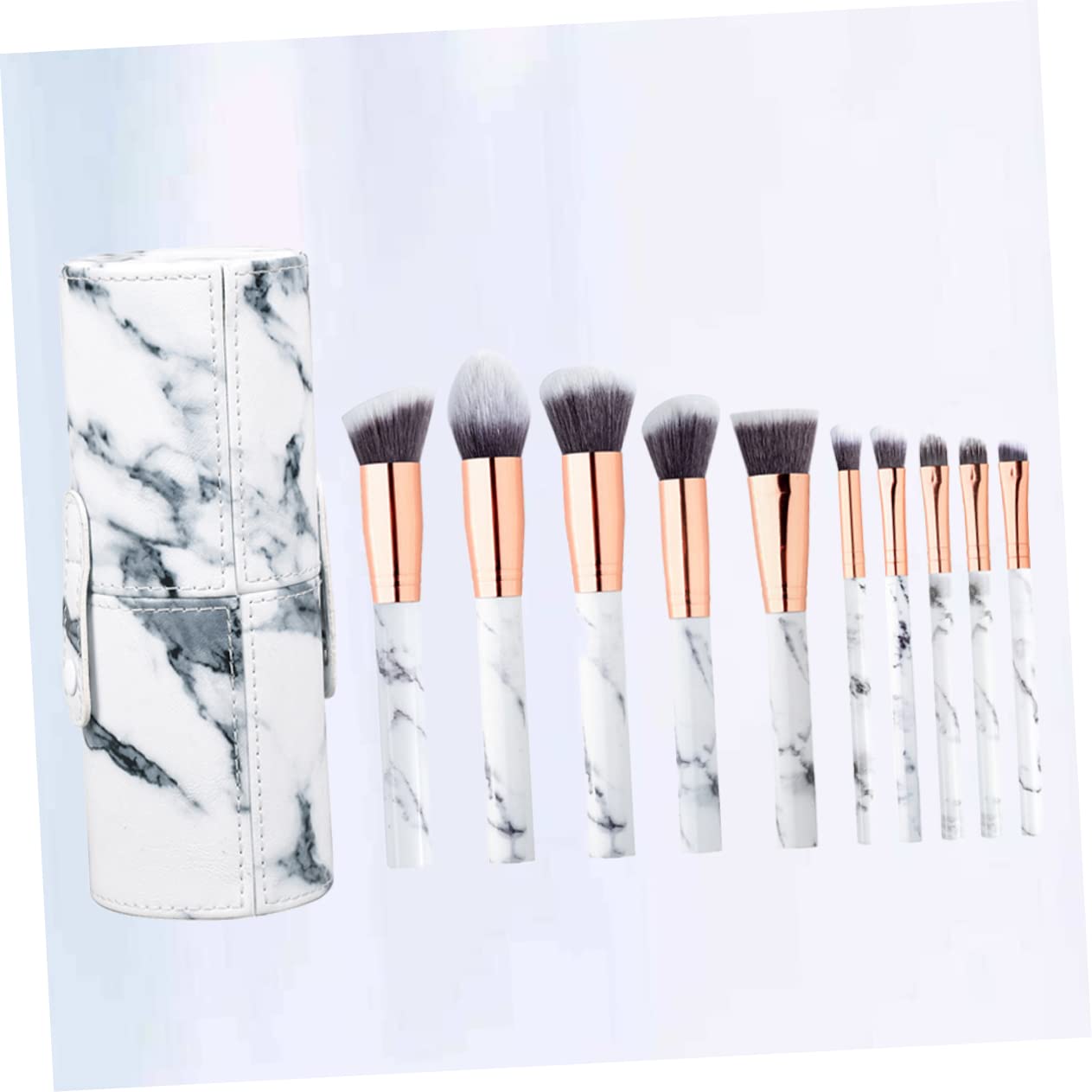DOITOOL 30stücke Teiliges Set Tragbare Kosmetikpinsel Mit Marmor-design Für Flüssige Und Pudrige Make-up-anwendungen Inklusive Aufbewahrungsetui Für Unterwegs