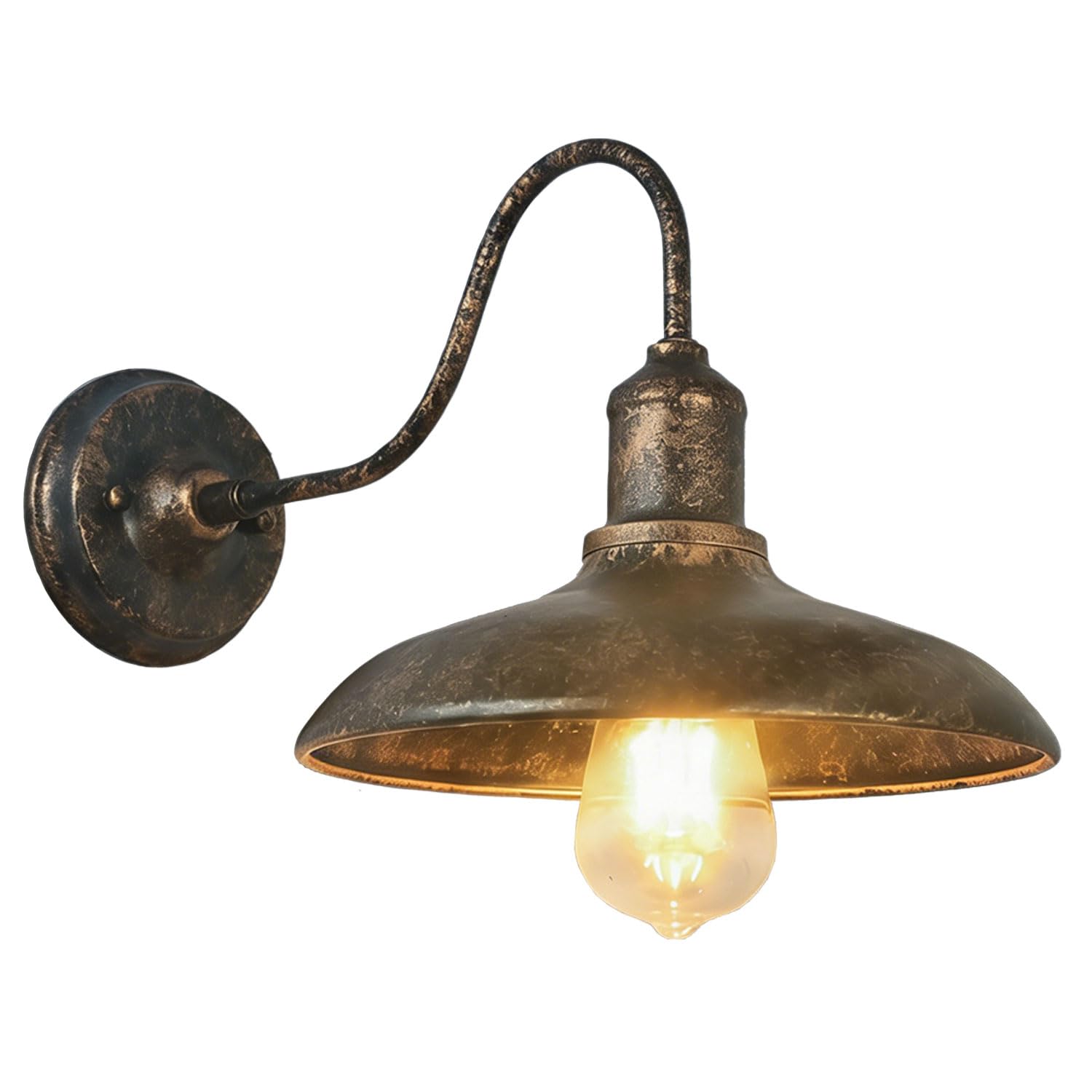 Moddeny Bronze/Light Vintage Outdoor Wall Lights Wall Mount Gooseneck Barn 9.8 Inch Anti-Rust Waterproof Porch Wall Retro Farmhouse Lighting Fixture For Garage Patio